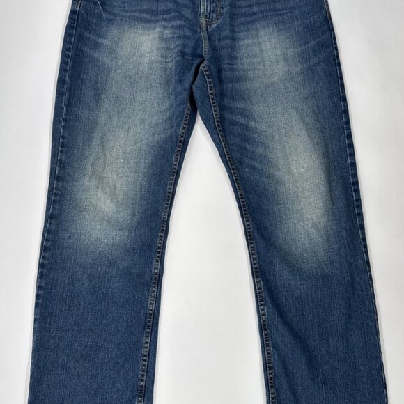 American Eagle Jeans Mens 36x34 Blue Denim Relaxed Straight Whiskered Baggy Fade - Picture 1 of 13